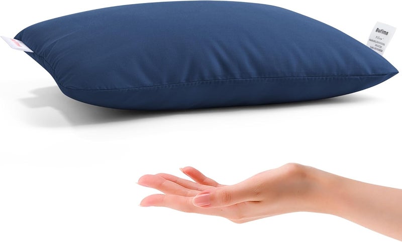 Bufims Small Pillow 11"X7"X2.5" for Sleeping and Traveling Mini Pillow for Kids Tiny Pillow for Neck, Lumbar, Lower Back and Knee, Navy Blue - Image 1